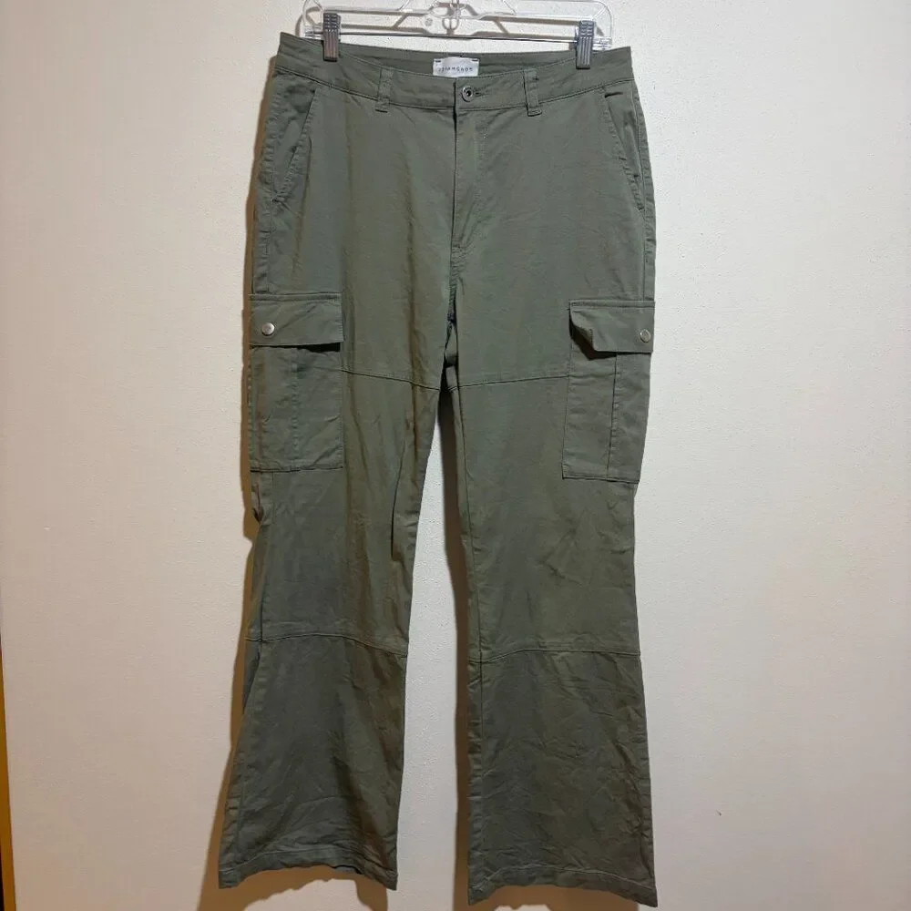 7Diamonds Size 30 10 Nellie Cargo Pants Olive Green Flare Utility